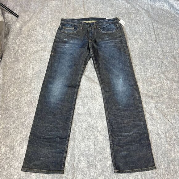 Buffalo David Bitton Travis-X Relaxed Fit Jeans Mens 32x34 Dark Wash Straight De - Picture 2 of 16